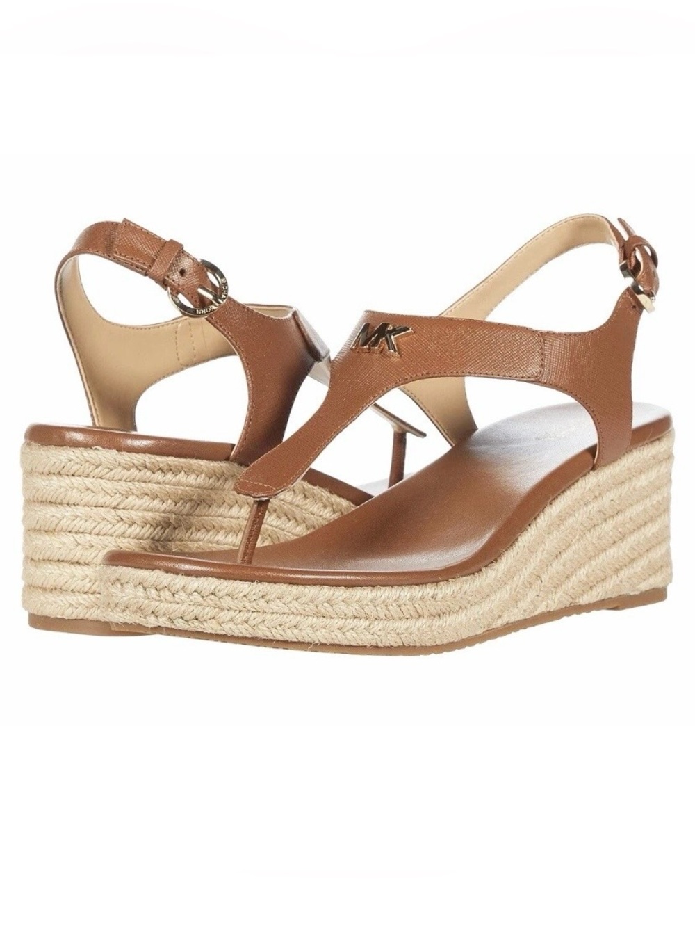 MICHAEL KORS LANEY MK LOGO ESPADRILLE WEDGE SANDALS WOMENS SIZE 9